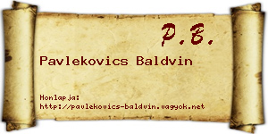 Pavlekovics Baldvin névjegykártya